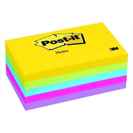 Sticky Note 023178 Original Notepad; 3 X 5 In. - Assorted Ultra Colors; 100 Sheets Per Pad; Pack Of 5